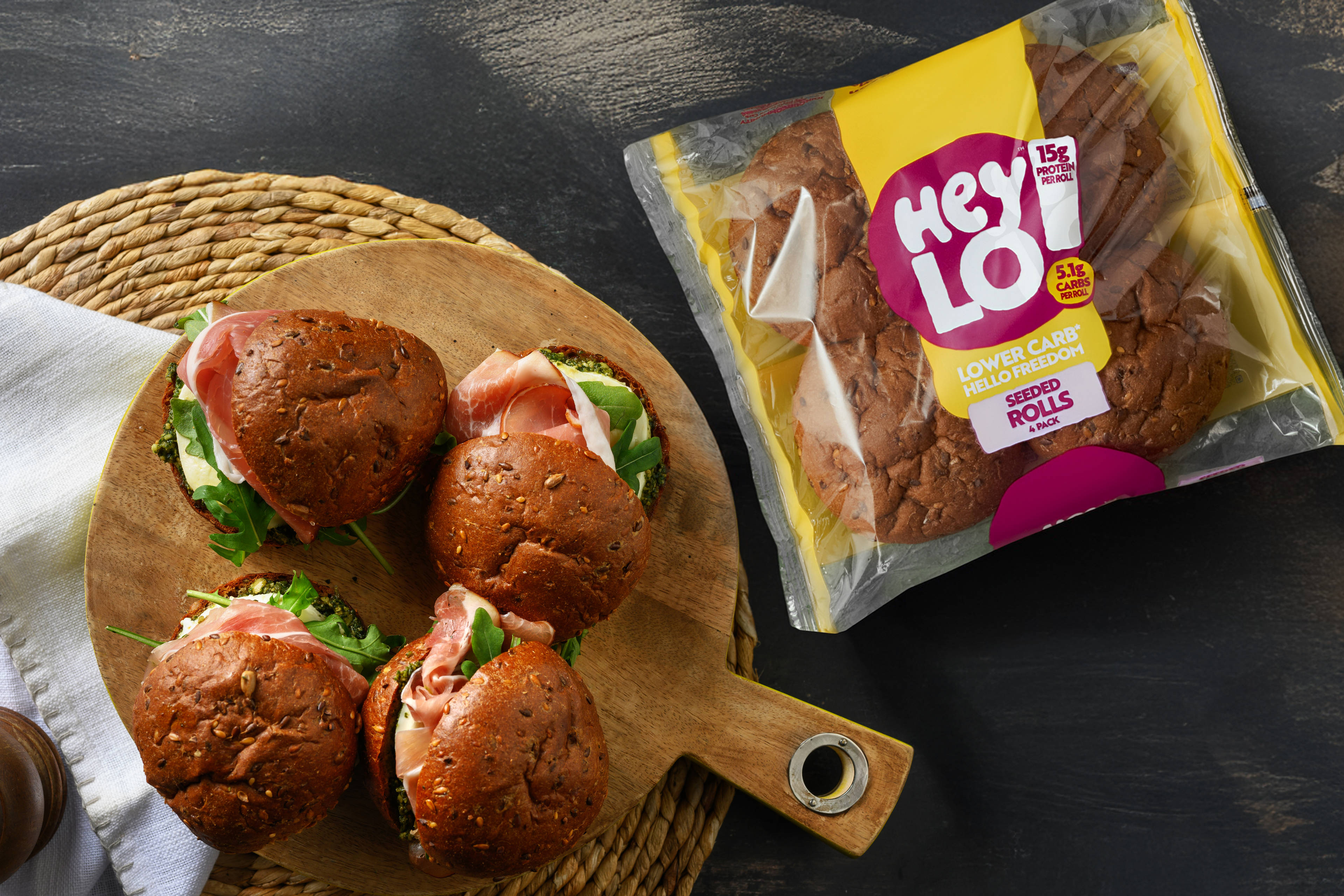 Serrano Ham, Pesto & Cheddar Rolls