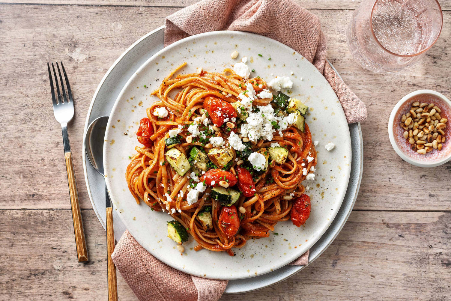 Roasted Courgette and Tomato Linguine