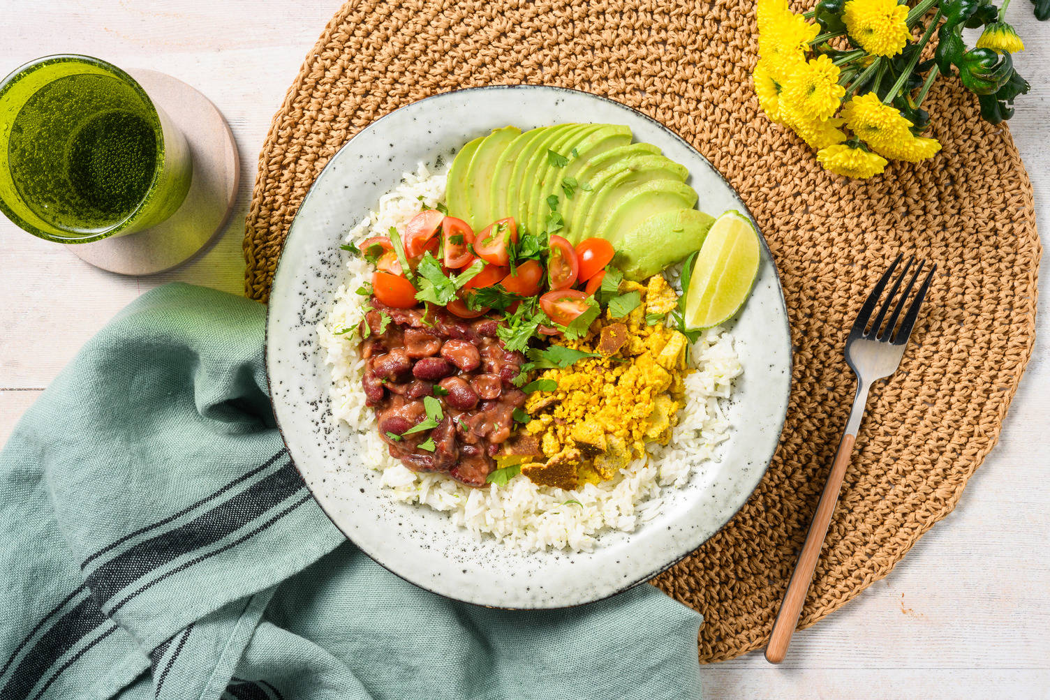 Scrambled Smoked Tofoo Burrito Bowl