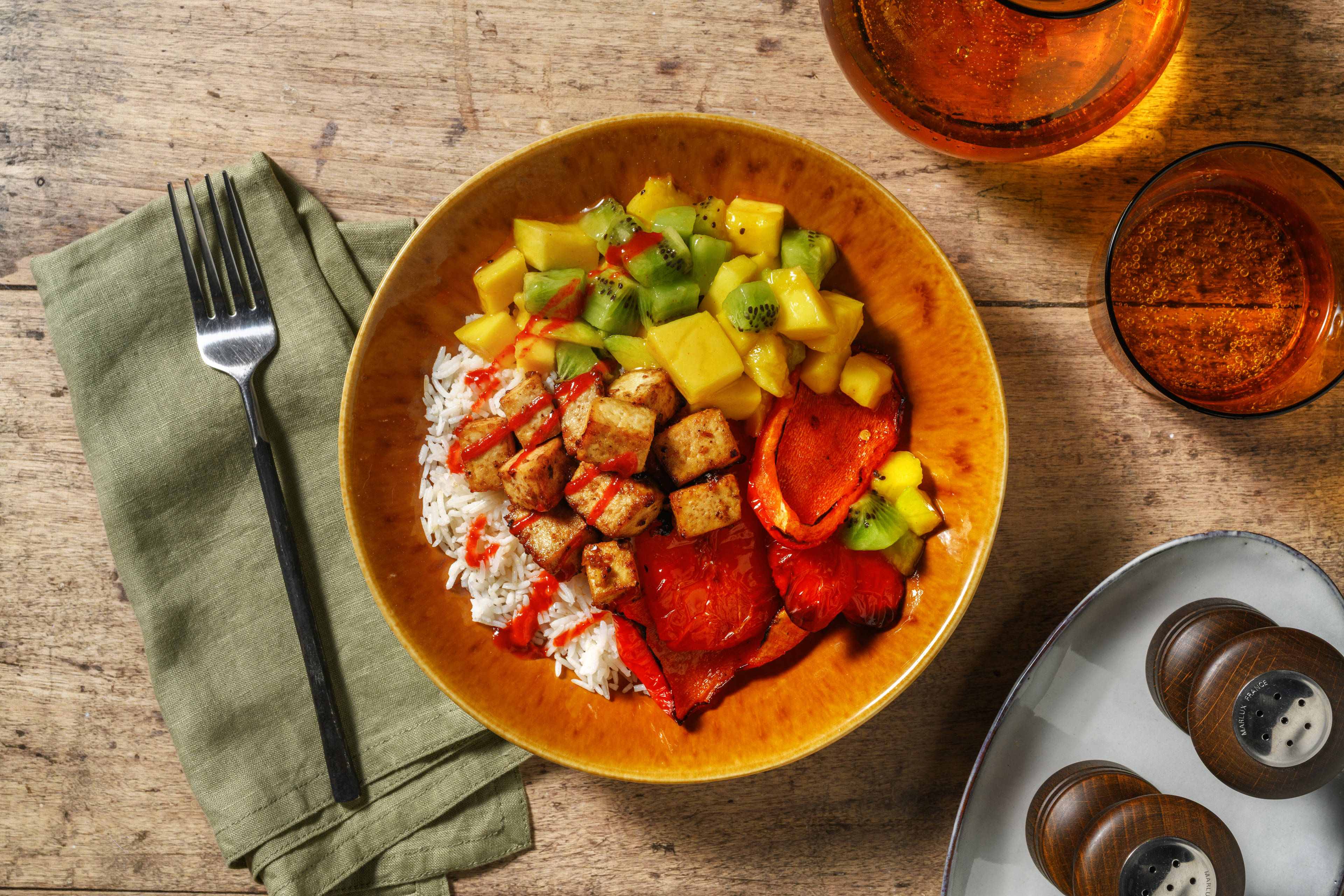 Jerk Spiced Tofu Rice Bowl