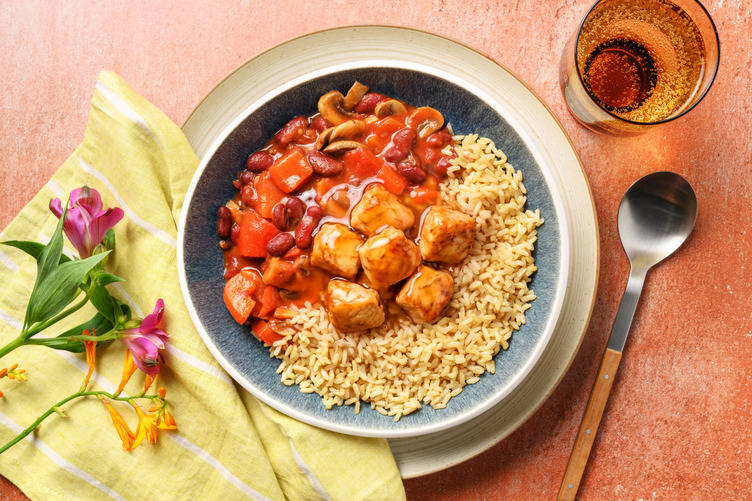 Glazed Chicken and Chipotle Kidney Bean Stew