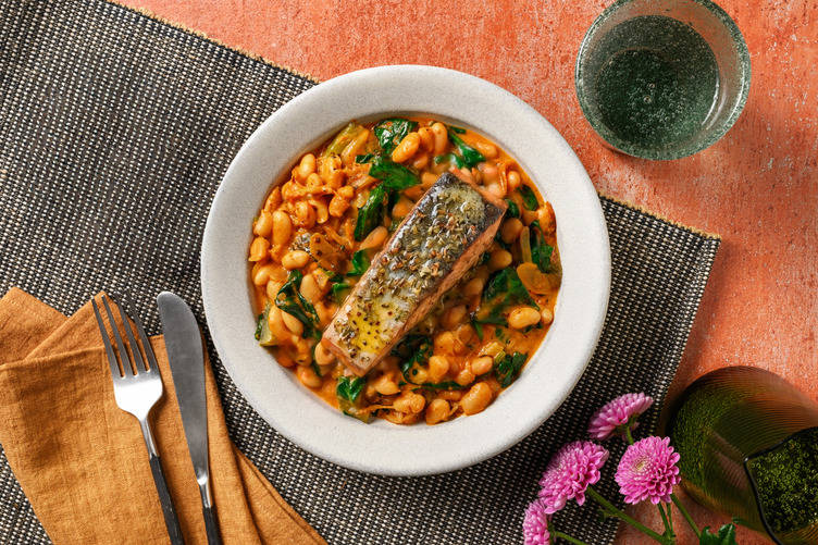 Pan-Fried Salmon and Creamy Cannellini Beans