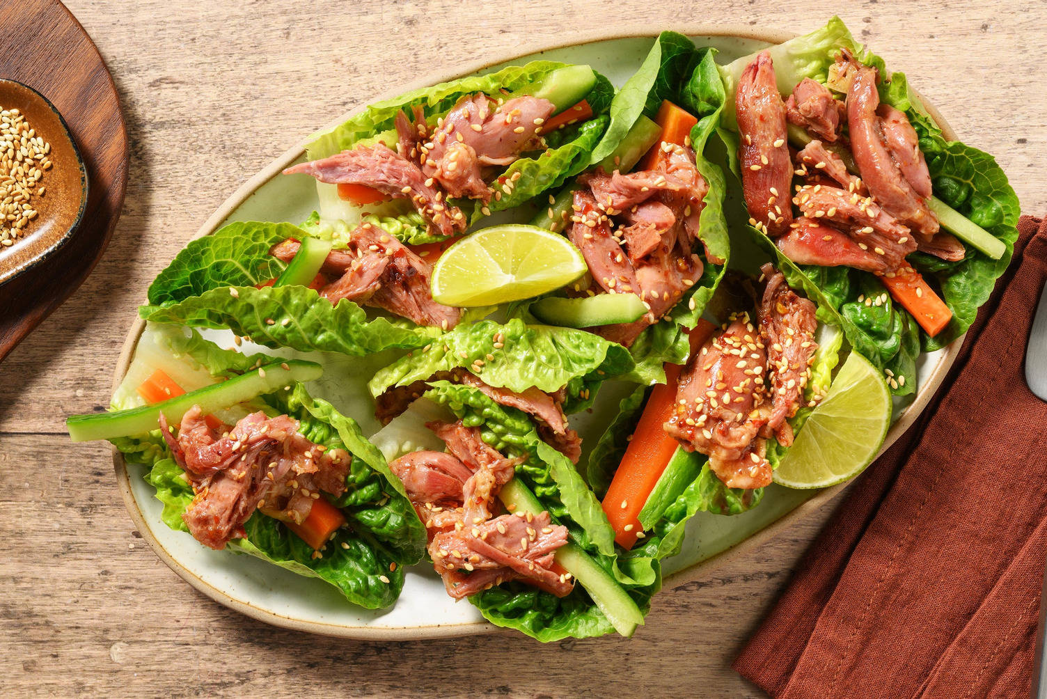 Shredded Ginger-Hoisin Duck Lettuce Cups