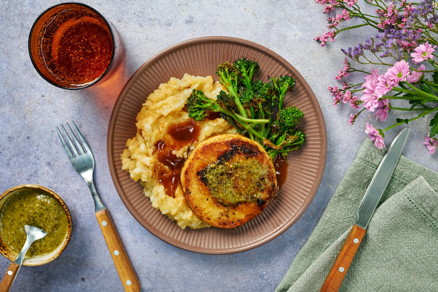 Celeriac 'Steaks' and Caramelised Onion Mash