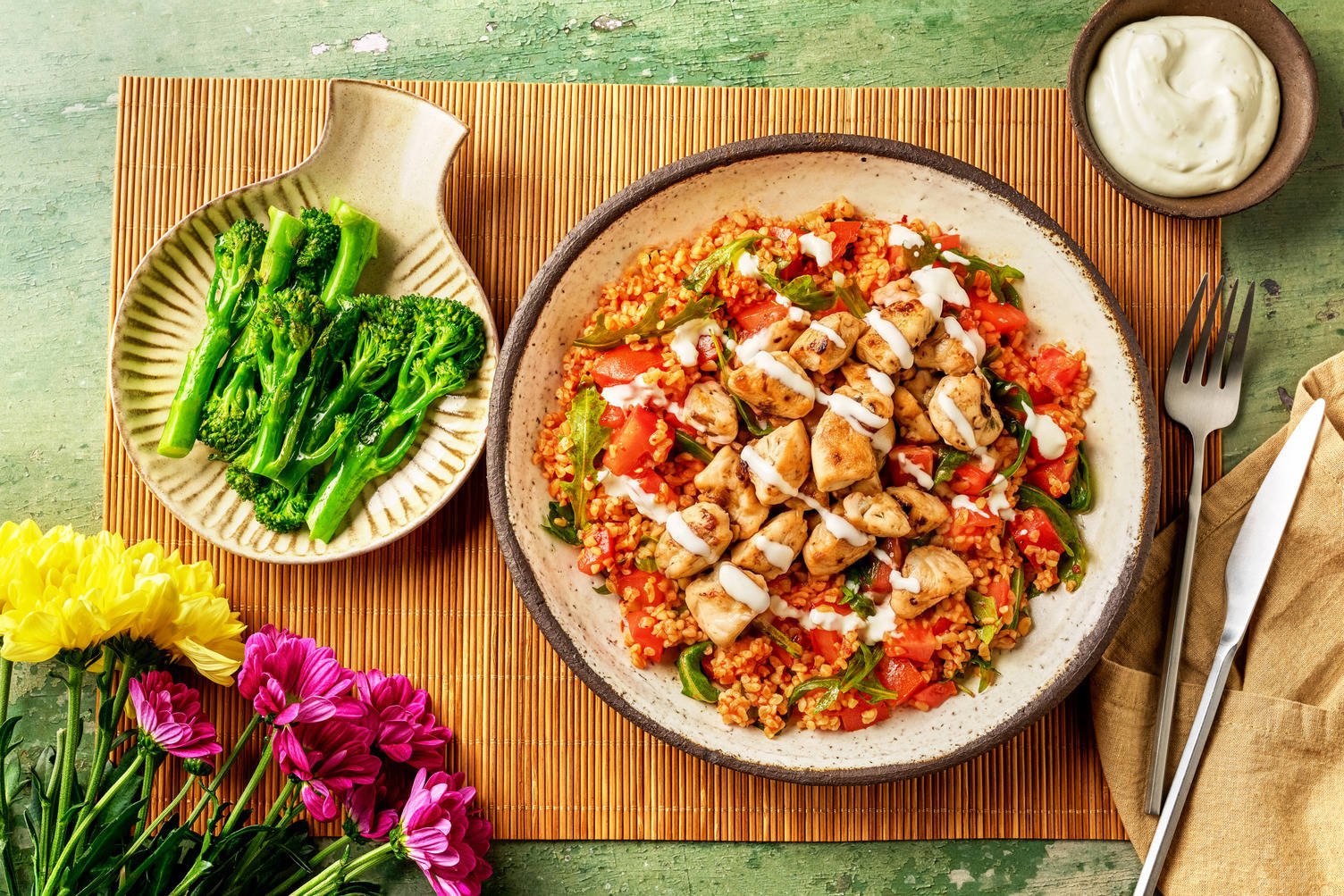Hot Honey Chicken Bulgur Wheat Salad