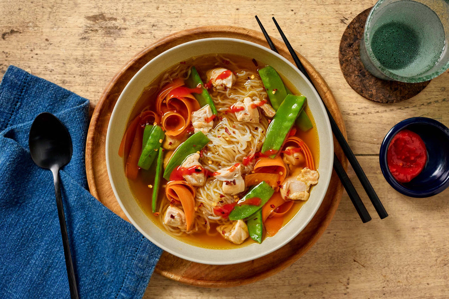 Fiery Chicken and Konjac Noodle Broth