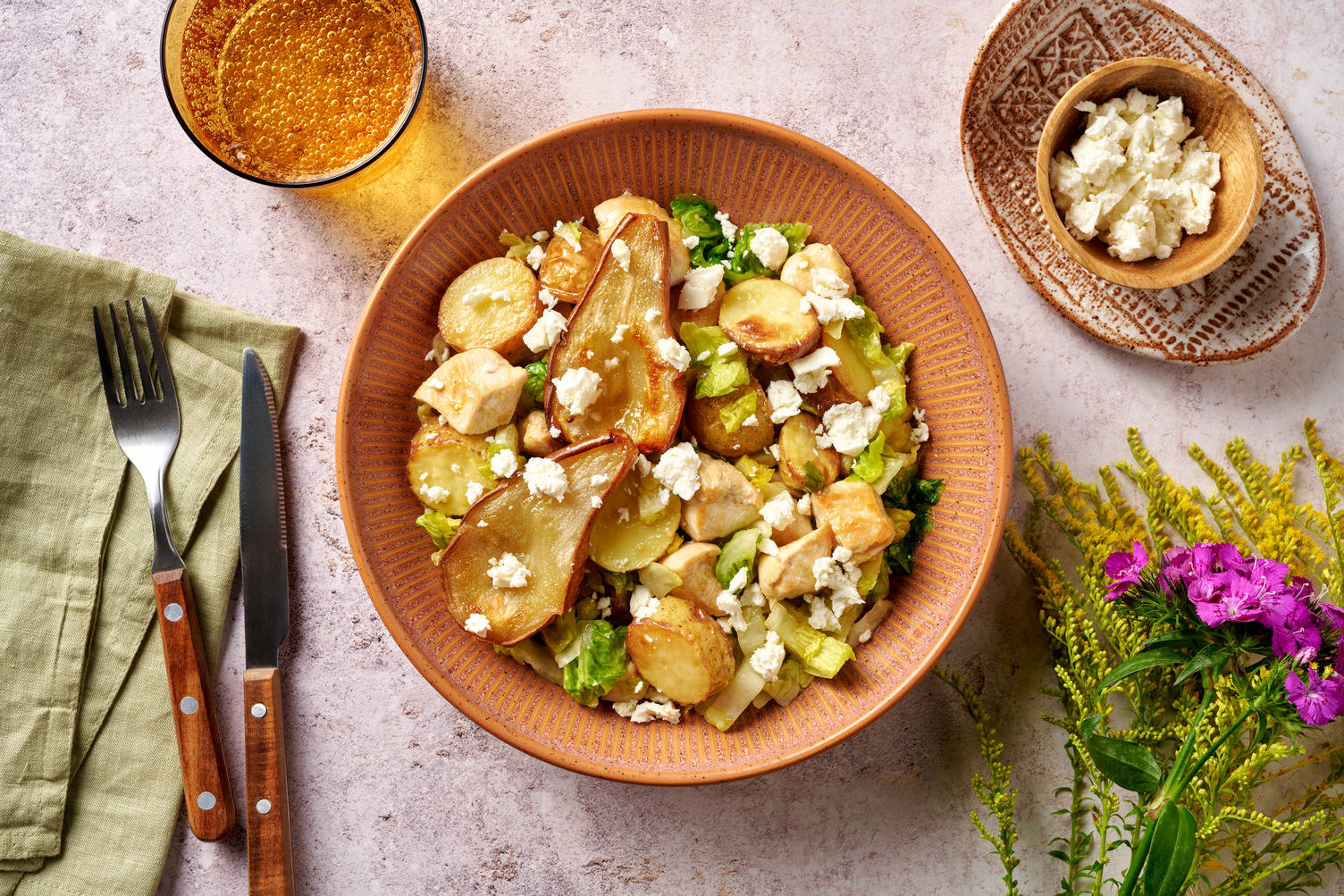 Honey Baked Pear & Double Green Chilli Chicken Salad