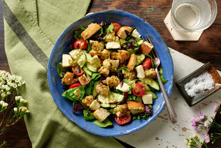 Caprese Inspired Double Turkey Pesto Salad