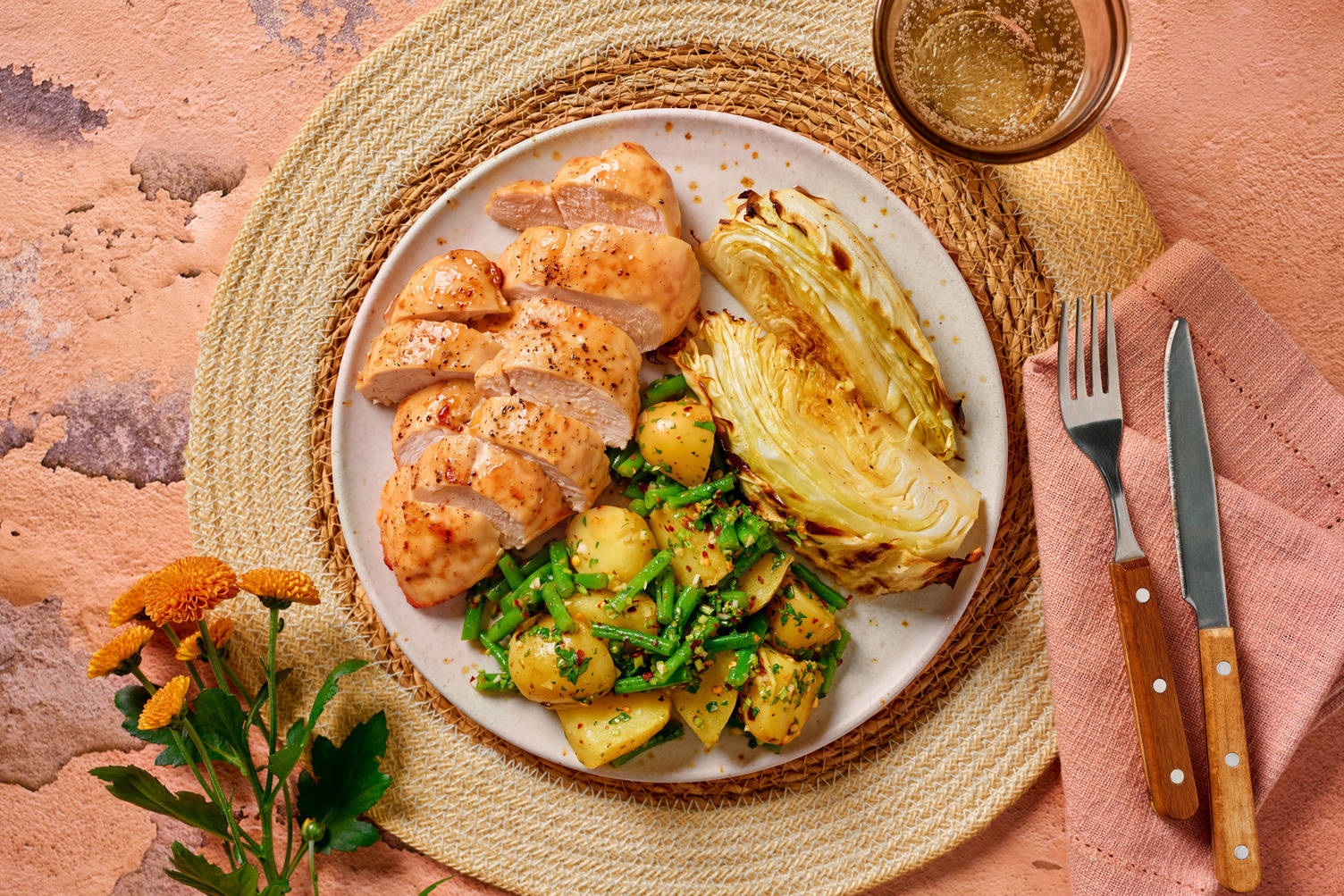 Double Green Chilli Glazed Chicken and Garlic Butter Hispi