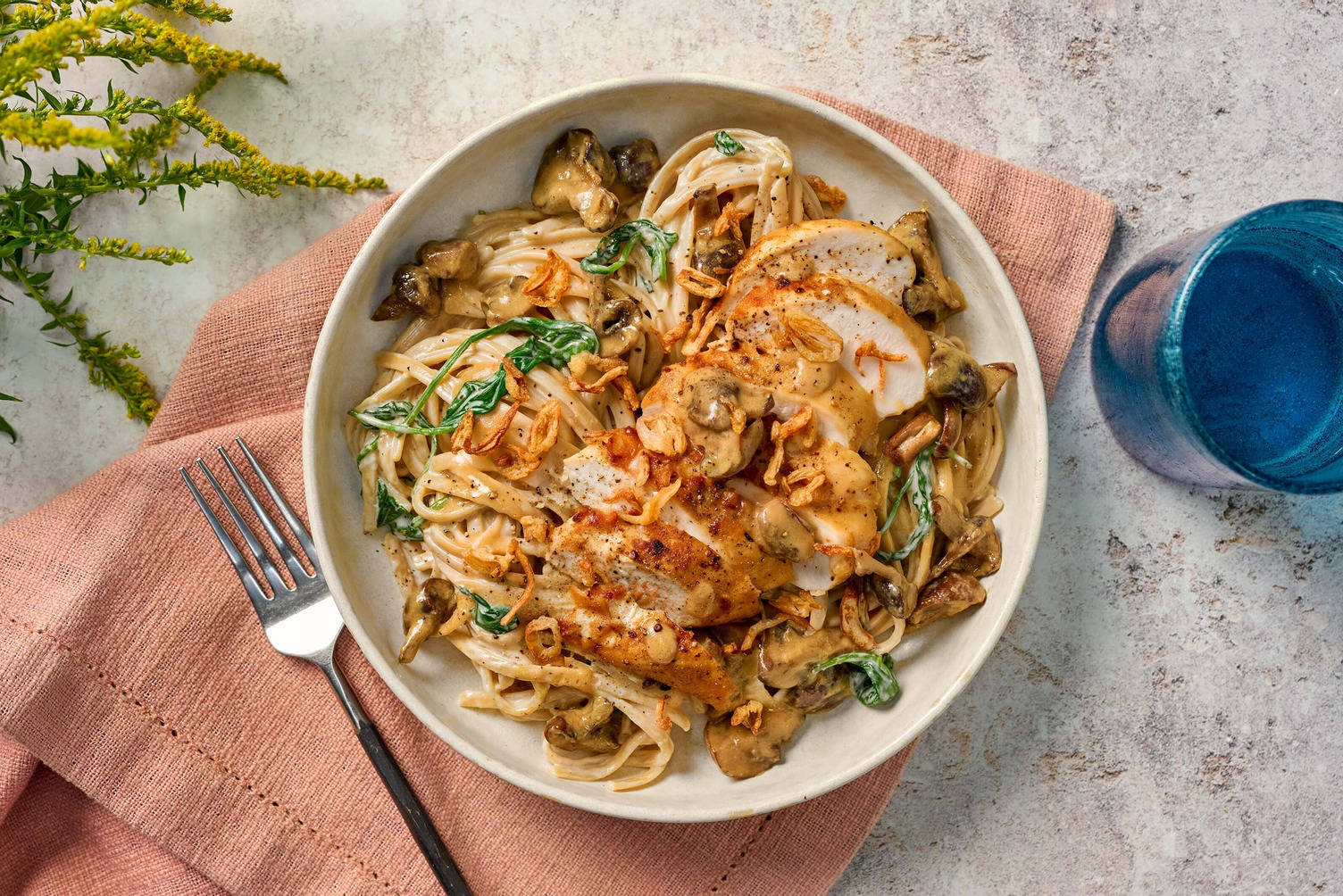 Double Super Umami Chicken and Mushroom Linguine
