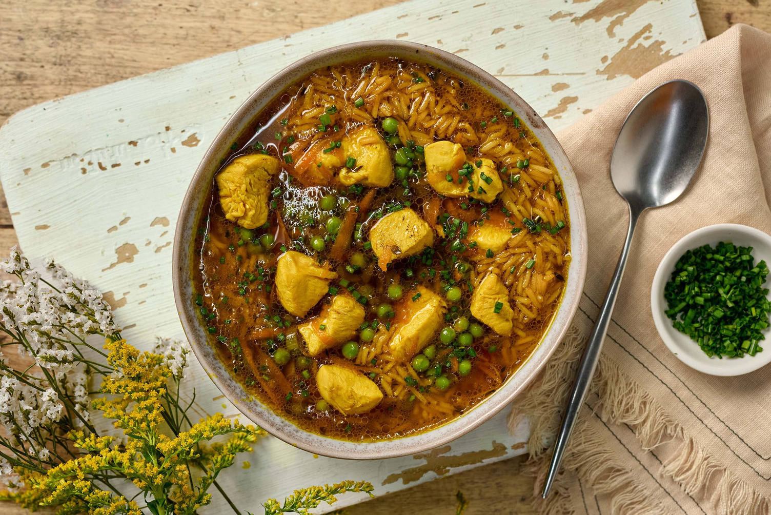 Warming Golden Turmeric Double Chicken Brothy Rice