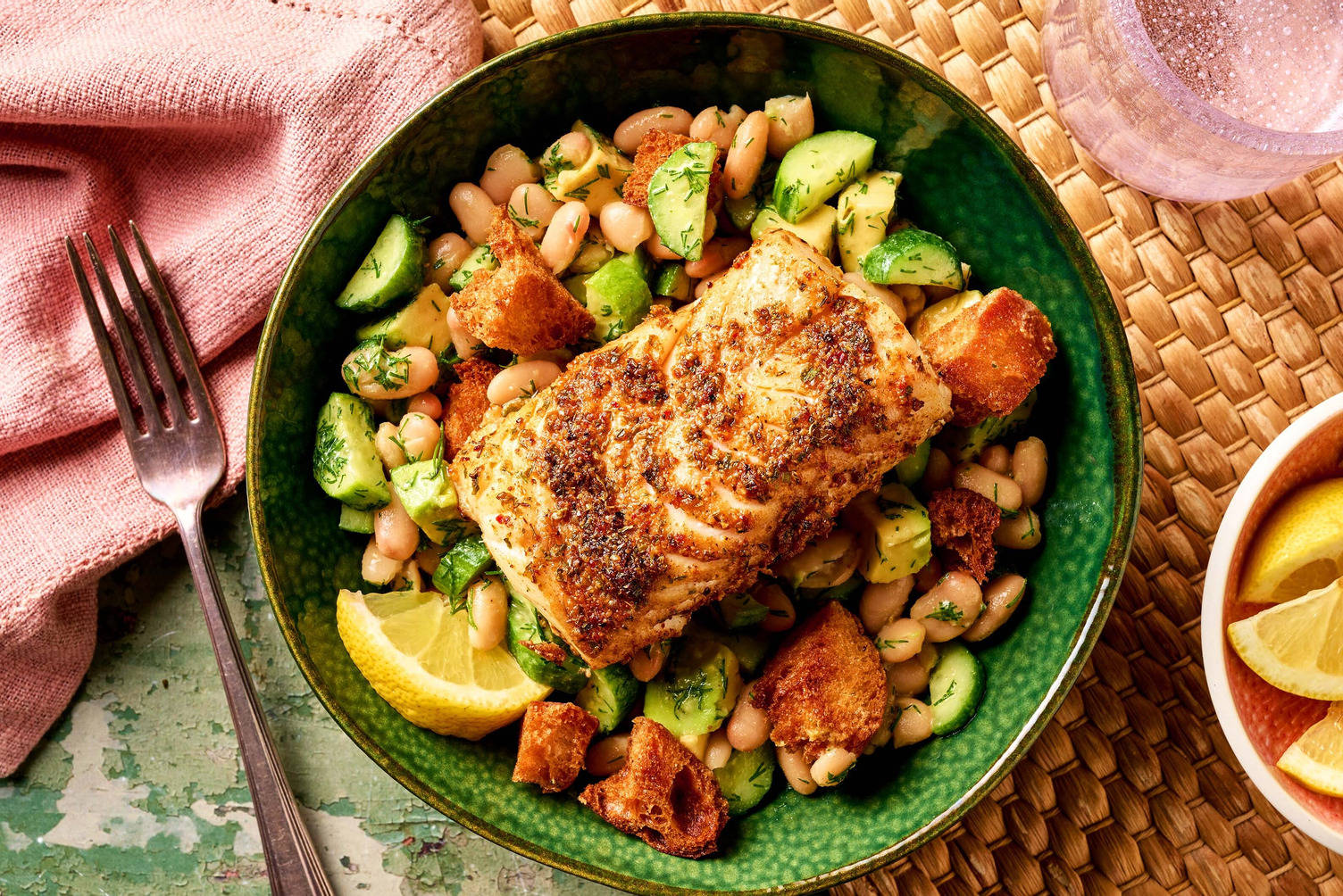 Mediterranean Inspired Haddock on a Dense Bean Salad