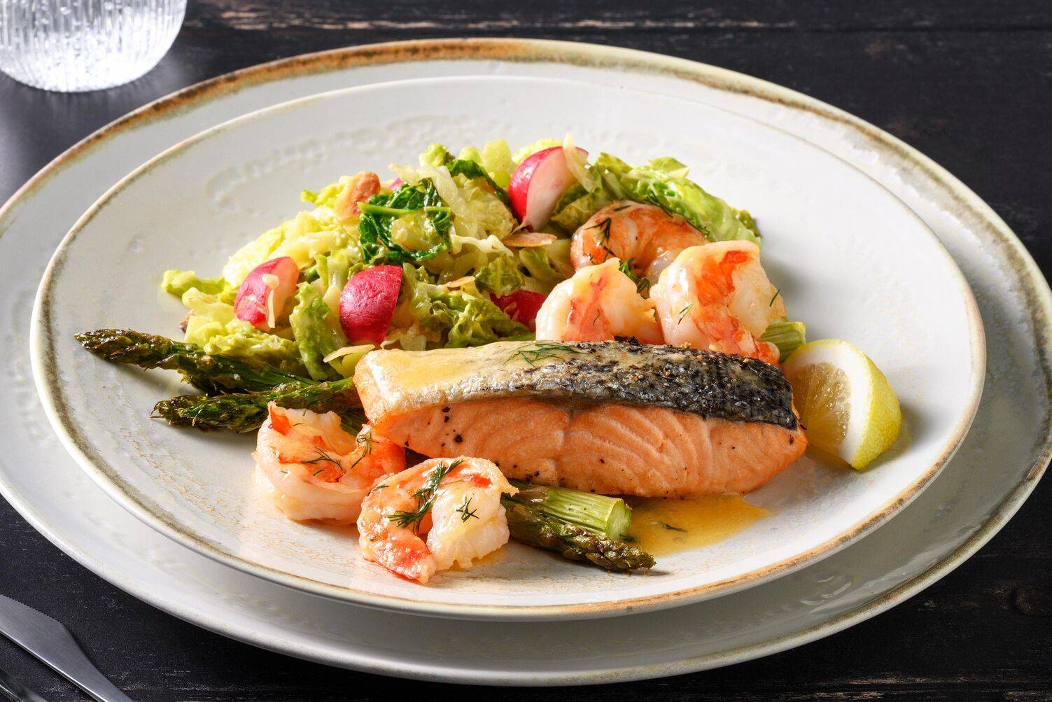 Dill & Lemon Butter King Prawns and Salmon