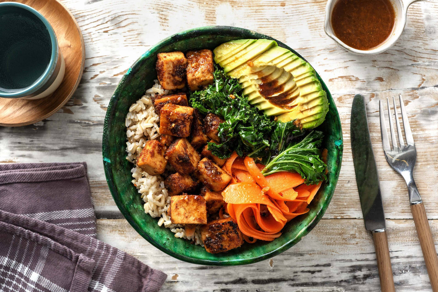Peanut Marinated Smoked Tofoo Buddha Bowl
