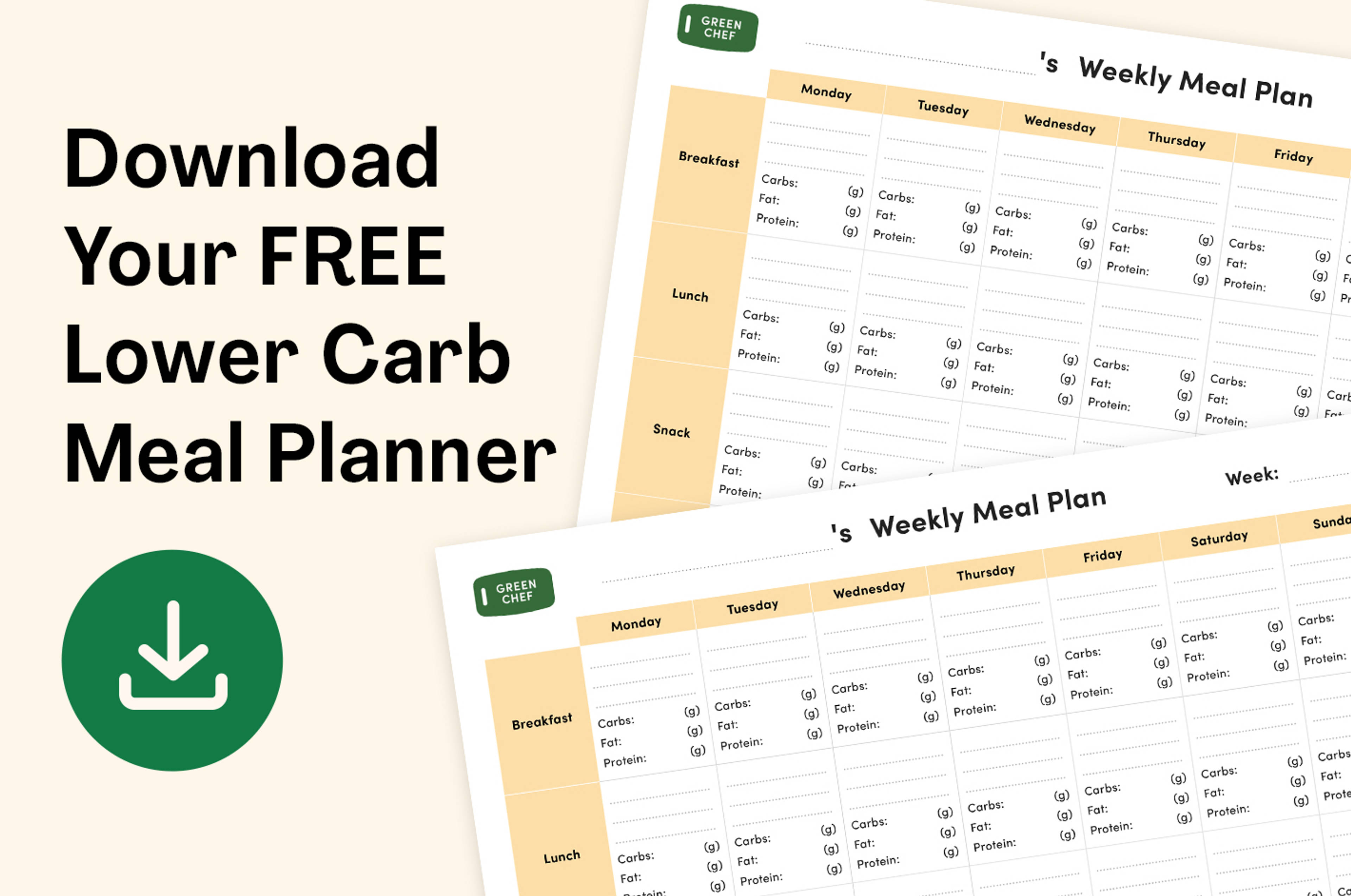 Download Your Free Low Carb Meal Planner